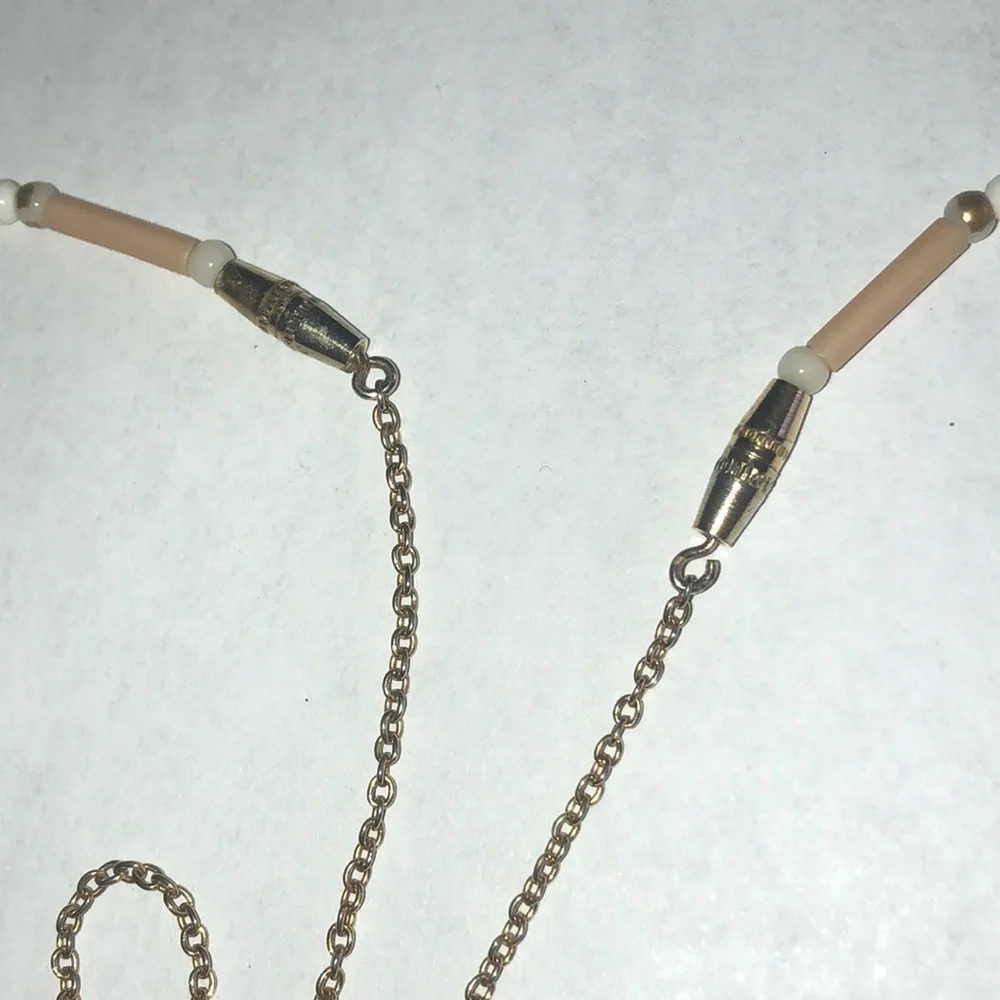 Vintage Cream and White Boho Beaded Necklace